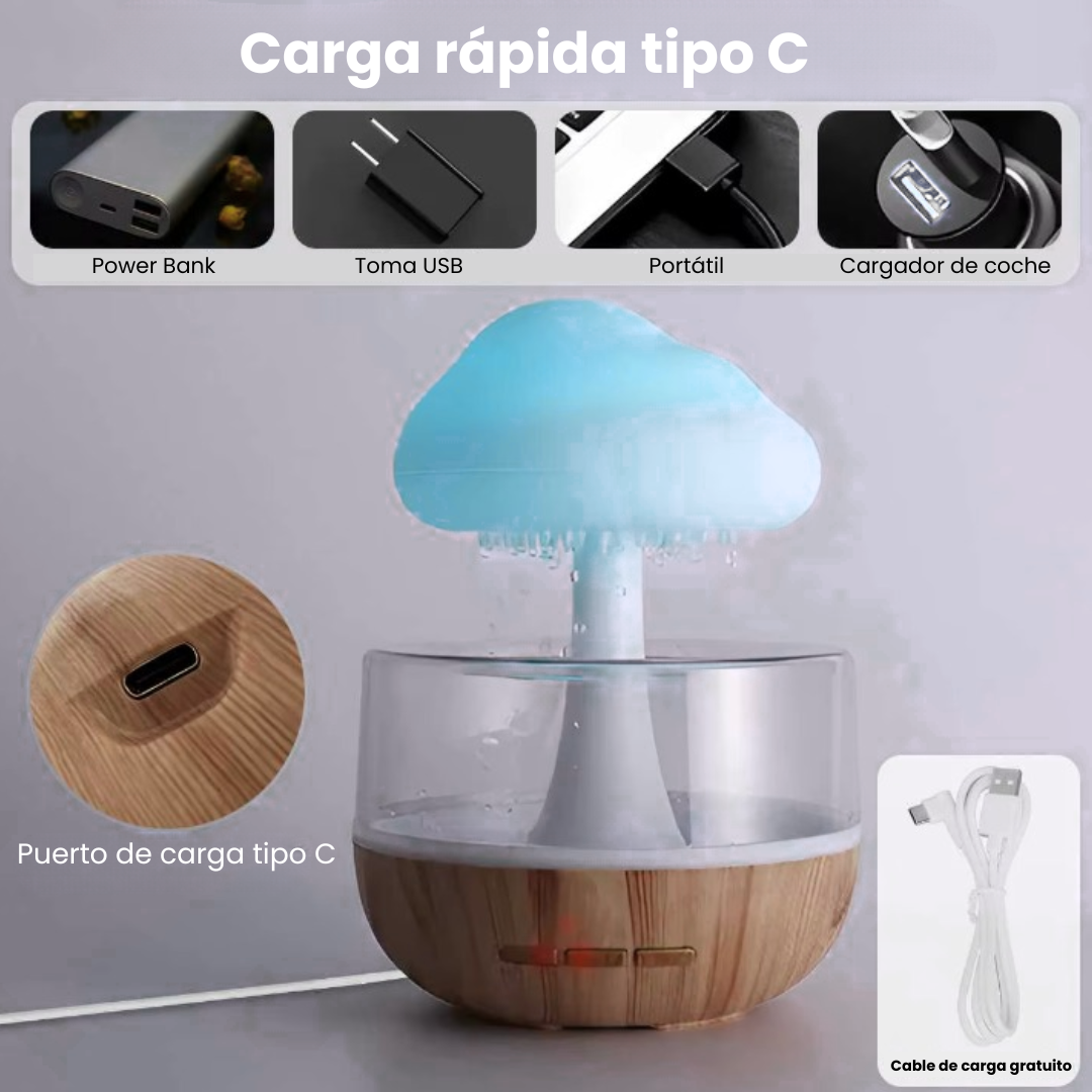 Humidificador de Nube con Efecto Lluvia Relax