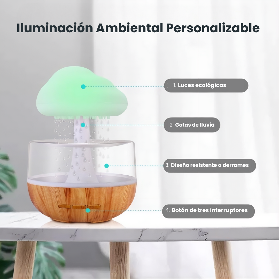 Humidificador de Nube con Efecto Lluvia Relax